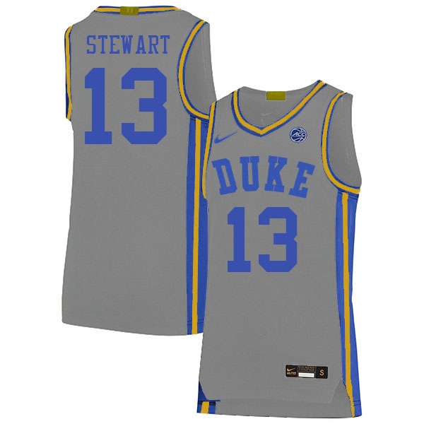 Duke Blue Devils #13 Sean Stewart College Basketball Jerseys Stitched Sale-Gray